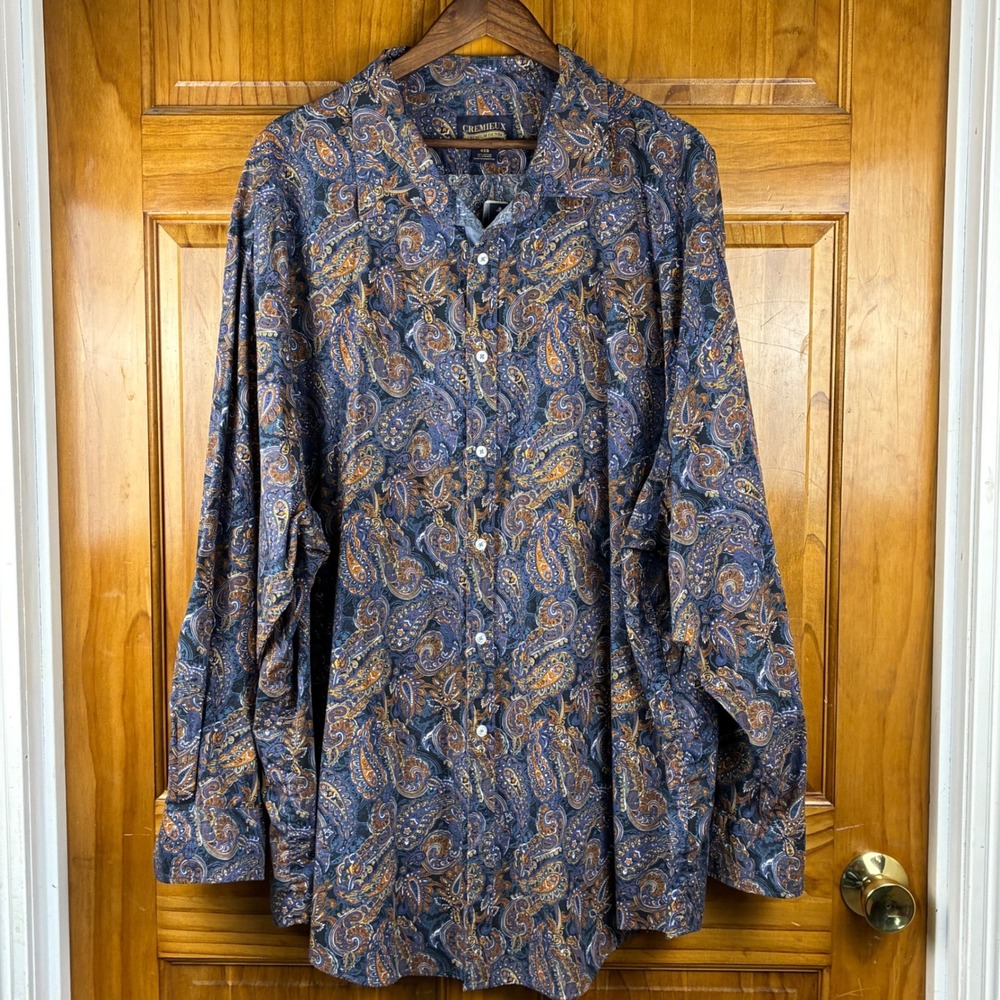Cremieux Mens 4XB Big and Tall Stretch Paisley Long Sleeve Button Down Shirt